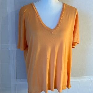 Zara Women’s V-Neck Short Sleeve Orange T-Shirt. Sz L